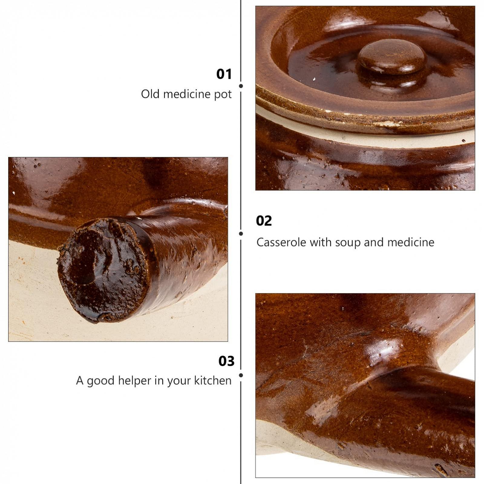 Глиняний горщик Sosoport для приготування китайської медицини для газових плит безшовний з ручкою, фото №5