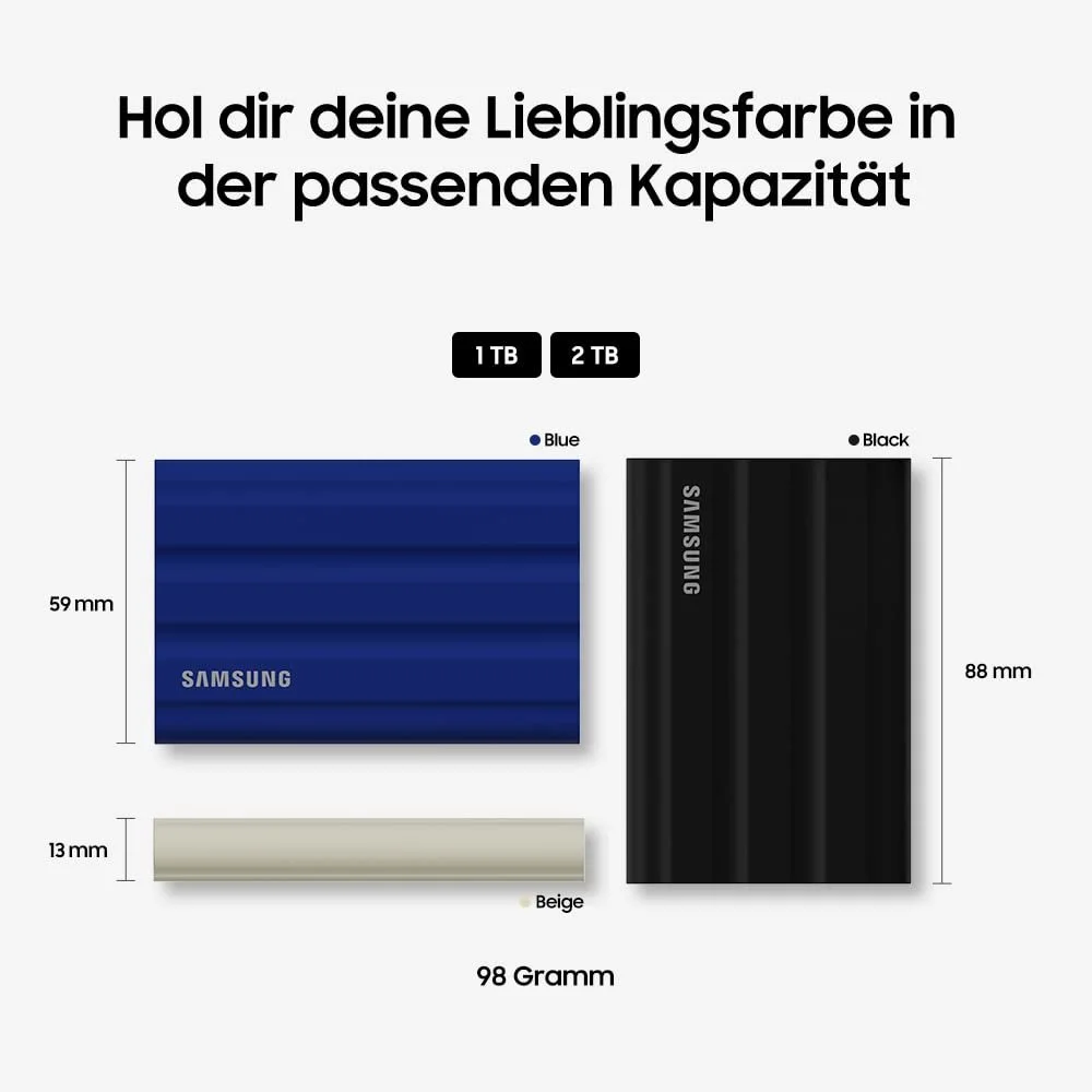 Внешний SSD Samsung T7 Shield 2 ТБ USB 3.2 Gen 2 MU-PE2T0S/EU Черный, фото №3 Внешний SSD Samsung T7 Shield 2 ТБ USB 3.2 Gen 2 MU-PE2T0S/EU Черный, фото №3