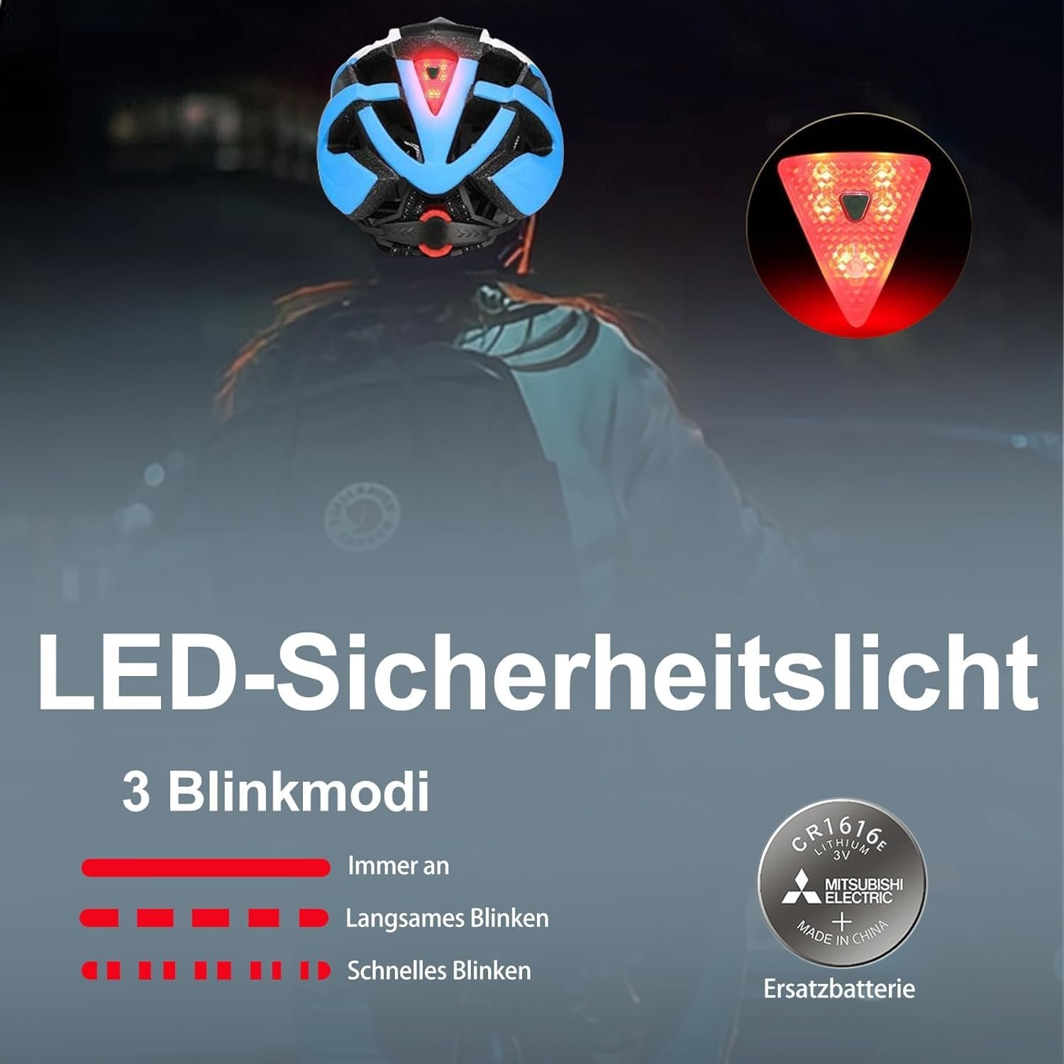 Шолом велосипедний KINGLEAD MTB з магнітним візором, регульований, легкий, з вбудованим світлодіодним заднім ліхтарем, фото №3