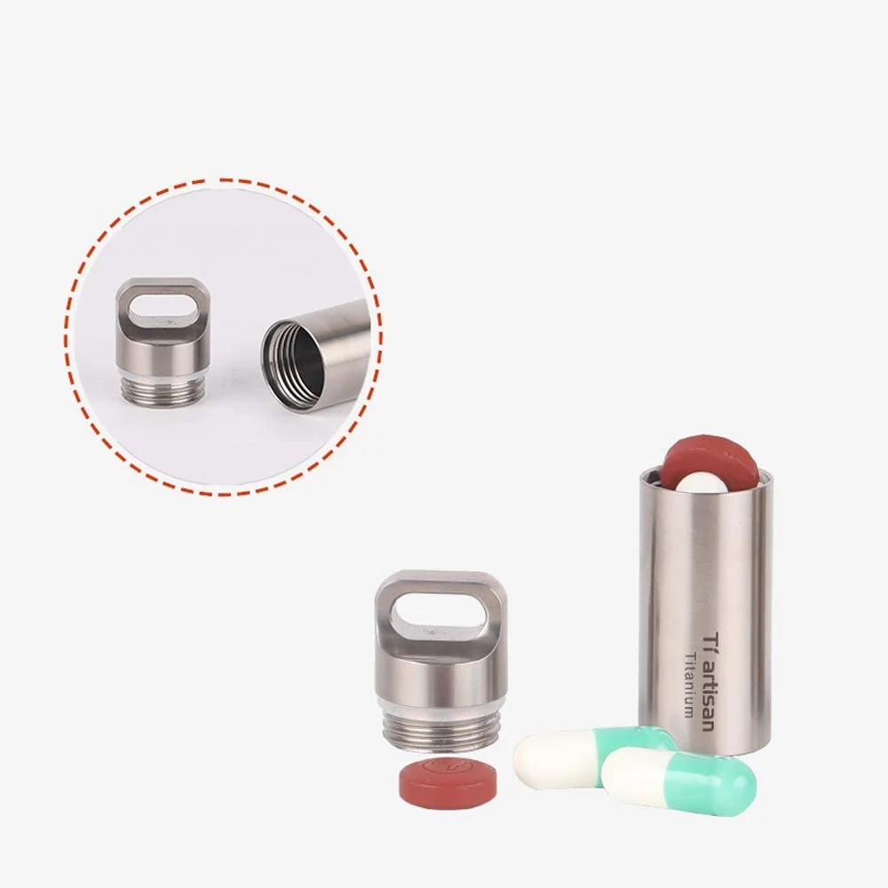 Коробочка для таблеток WING, брелок, титанова водонепроникна маленька ємність для екстрених ліків, фото №7