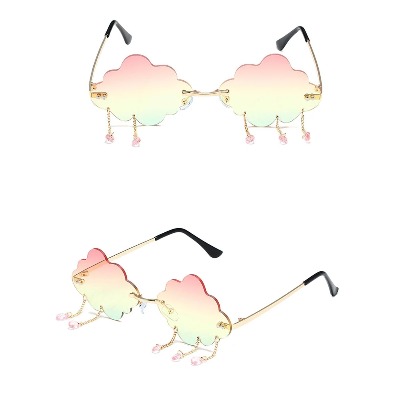 Сонцезахисні окуляри CTForest Без оправи Золотий, синьо-рожевий (2 шт), фото №2