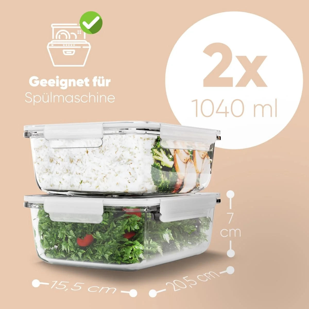 Контейнери для зберігання продуктів C-FHD 4024 G Набір з 2 шт. Скляні з паровим клапаном, фото №4