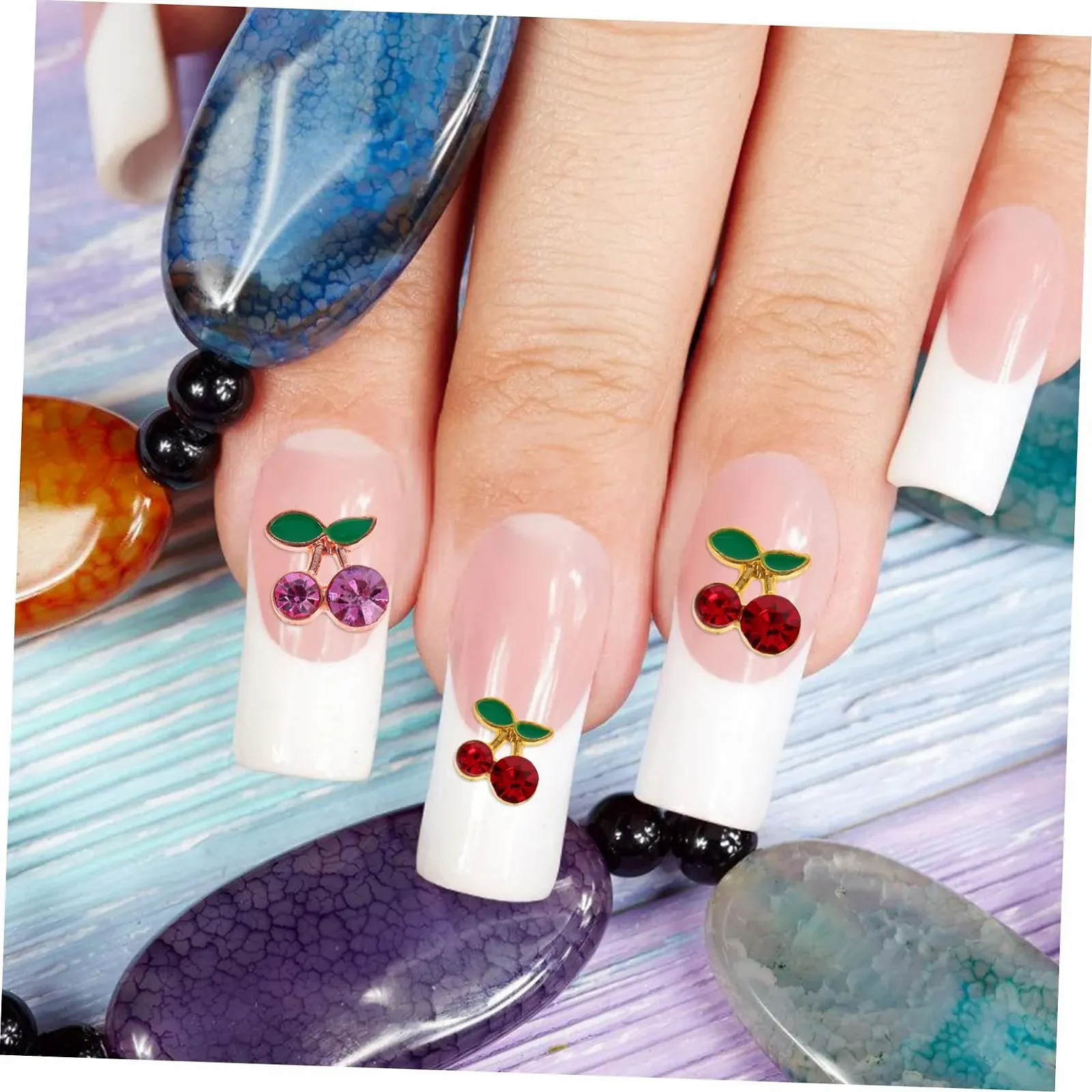 Украшения для ногтей Вишня Healeved Золотые Стразы для ногтей Вишня Самоцветы для ногтей Осенние ногти Рождественское украшение Красные Стразы для ногтей Подвески для ногтей, пачка из 128 штук, фото №7