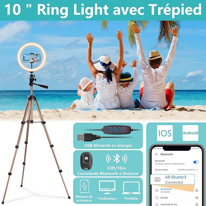 Кільцева лампа зі штативом PEYOU 10" Black, фото №7