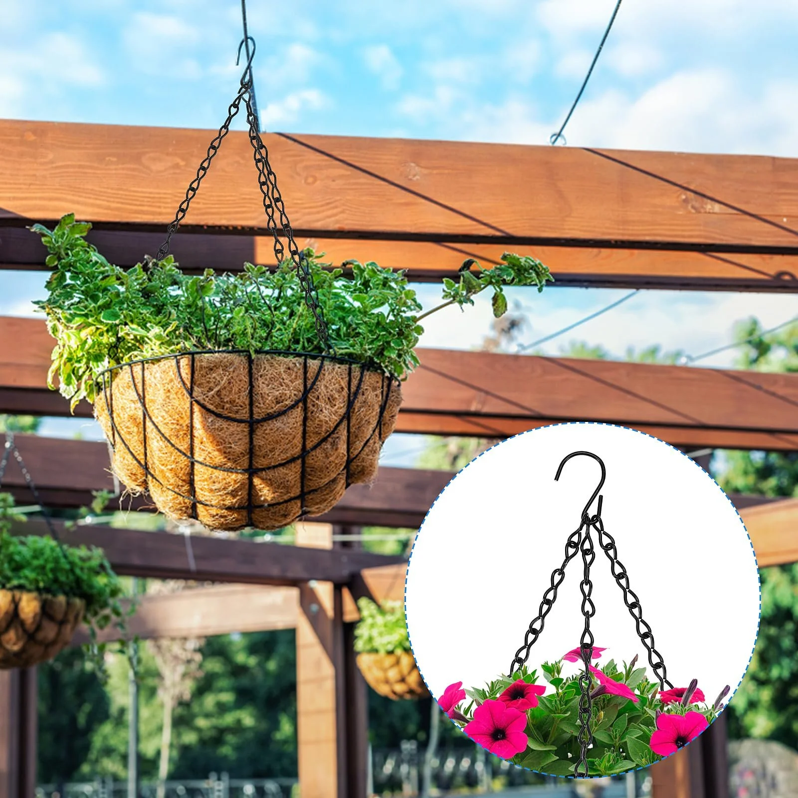 Ланцюги для підвісних кошиків Teaaha металеві набір з 4 шт. 33 см, фото №4