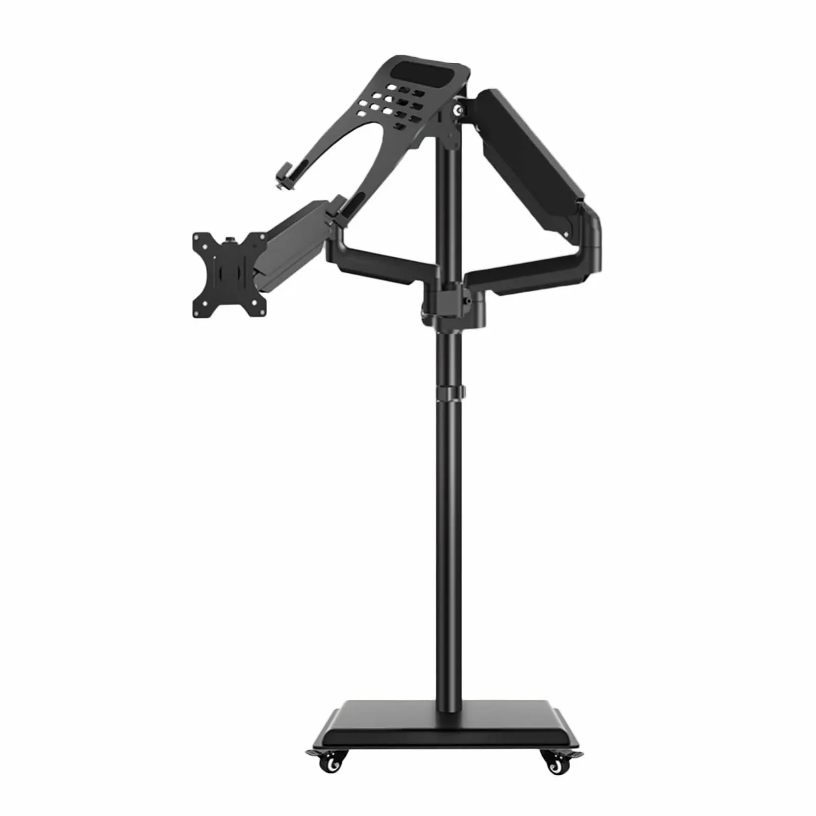Підлогова стійка для ноутбука, сталева стійка на роликах, портативна стійка з двома екранами, для дому, офісу, вулиці, фото №1