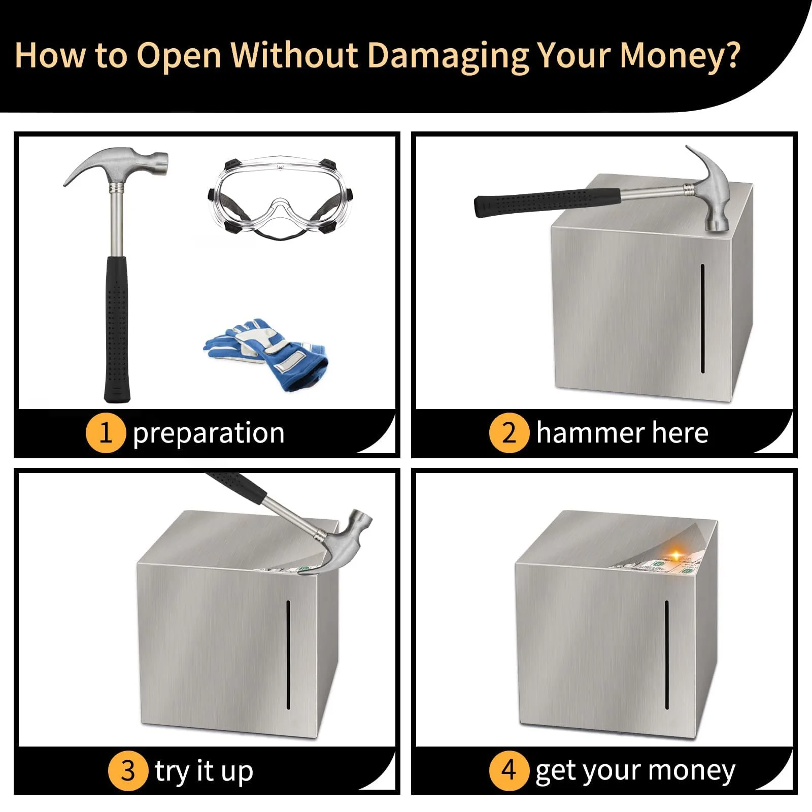 Скарбничка сейф невідкривна нержавіюча сталь, фото №5