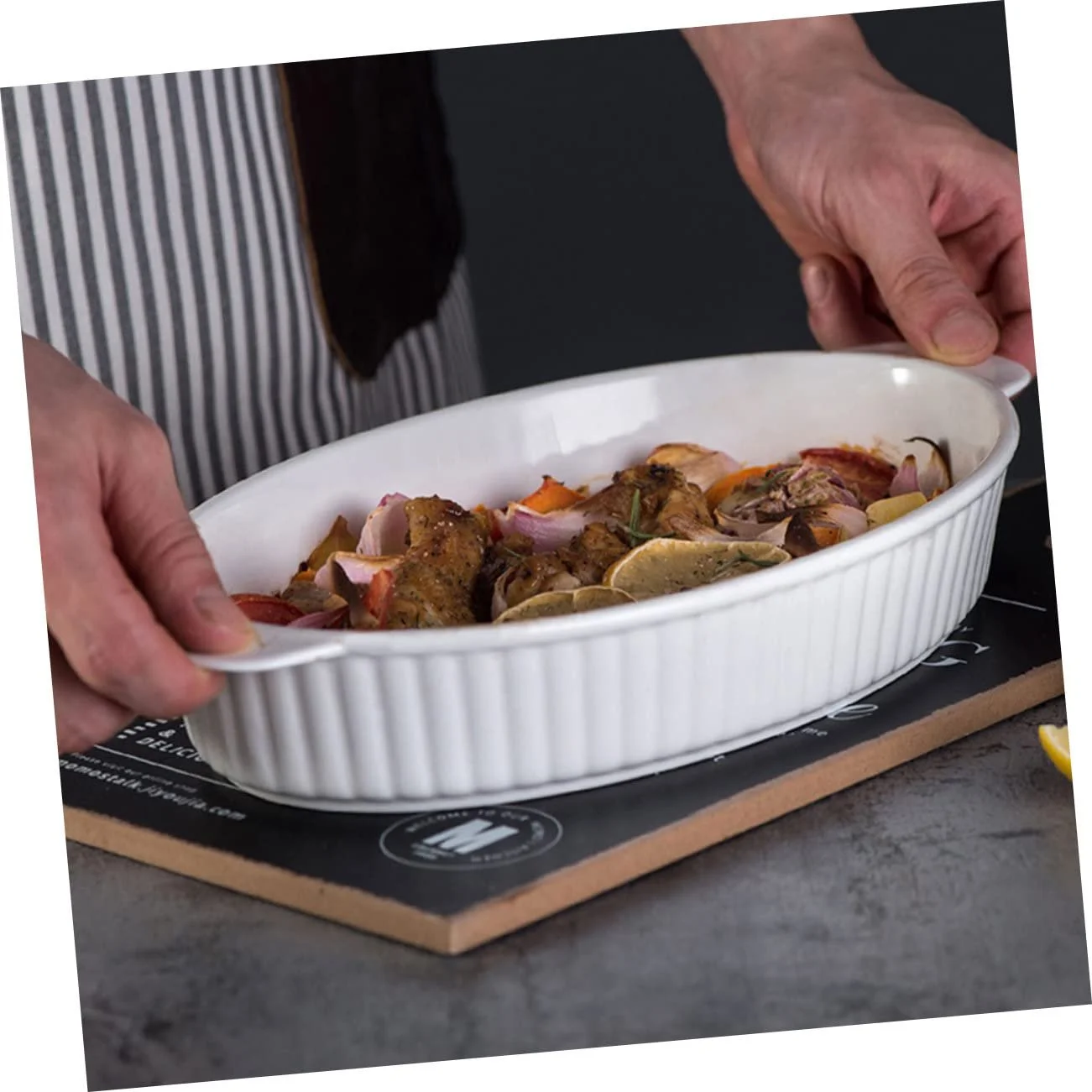 Форма для запекания IMIKEYA Керамическая с двумя ручками Термостойкая, фото №8