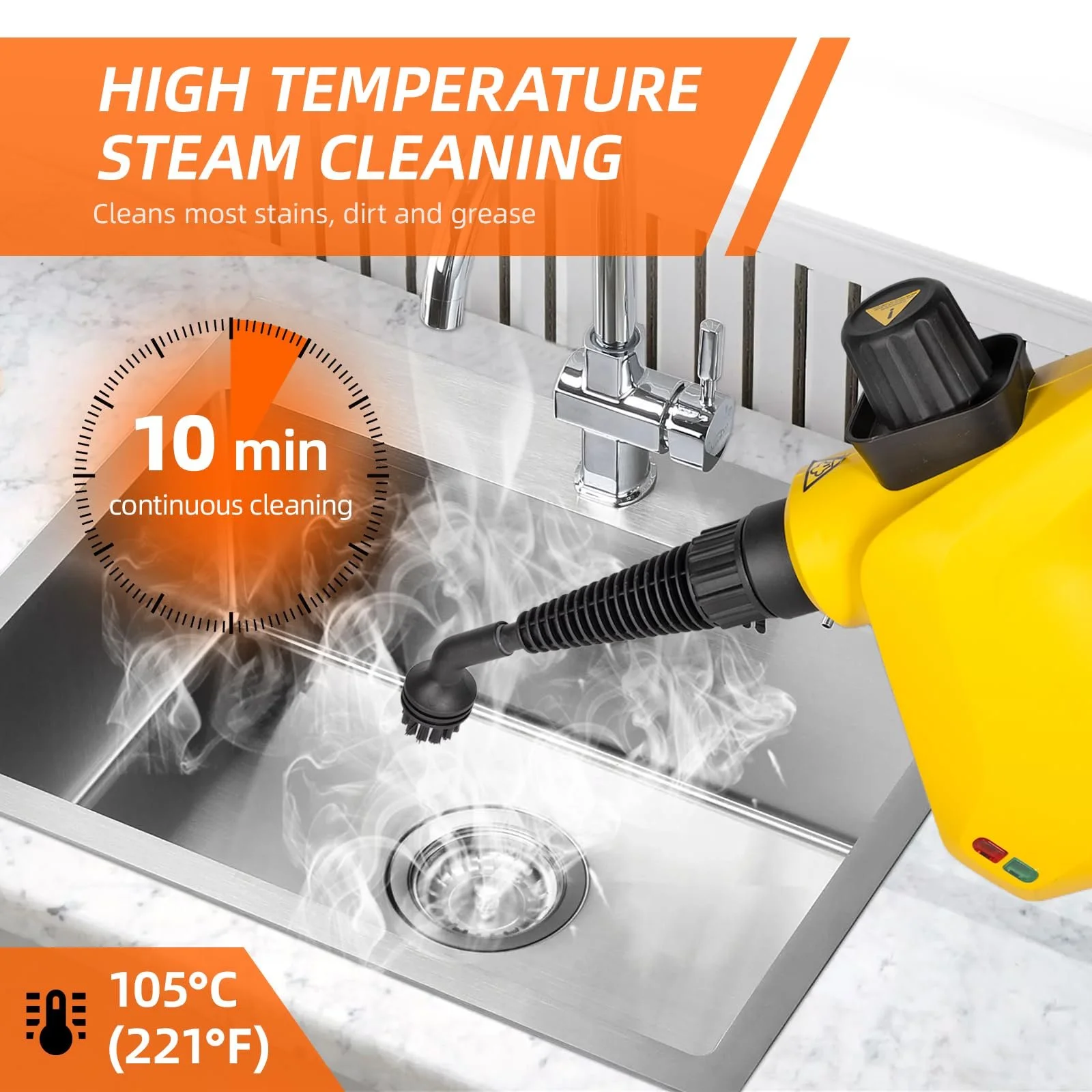 Пароочисник Carehabi портативний ручний з аксесуарами для видалення плям, фото №2