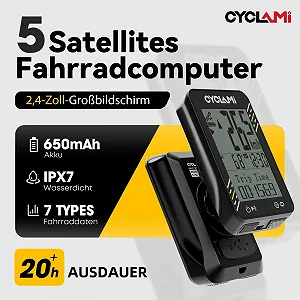 Велокомпьютер беспроводной CYCLAMI 5-Satellite GPS 2.4 дюйма IPX7 synthetic.ua - Фото 1