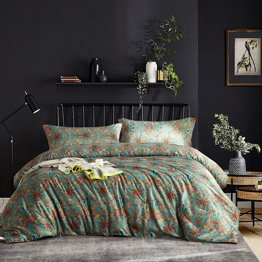Постільна білизна Nyescasa Bohemian 220 x 240 см, 3 предмети, комплект постільної білизни Boho Renforce Vintage Flowers, двостороння постільна білизна з м'якої мікрофібри з блискавкою і 2 наволочки 80 x 80 см, двоспальне ліжко, фото №2
