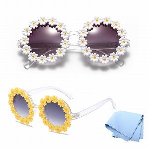 Сонцезахисні окуляри Круглі Doukesh Daisy Квіти Білий, 2 шт - Фото 1