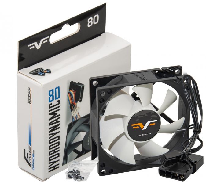 Кулер для ПК Frime FWF80HB3 80x80x25мм 3-pin+Molex black white , фото №1