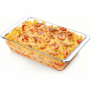 Форма для запекания стеклянная прямоугольная 25.7 x 14.8 x 4.5 cm для лазаньи с ручками прозрачная - Фото 1