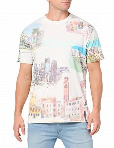 Футболка GUESS Eco Riviera Postcard Tee, білий 'сіль', різнокольоровий, L - Фото 1