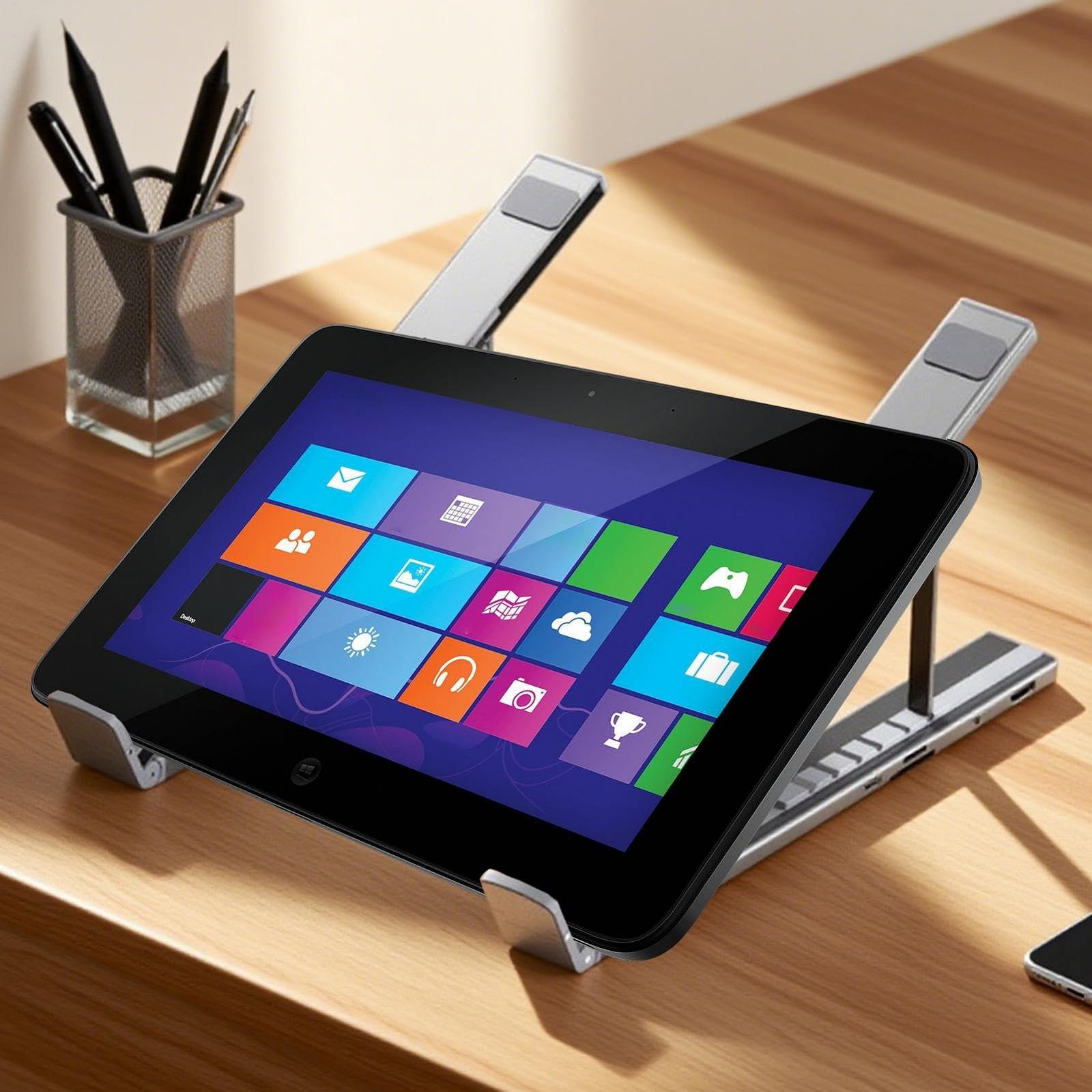 Док-станция для ноутбука USB C 8-в-1, стабильная, регулируемая высота, быстрая зарядка планшета, контроль охлаждения, эргономичный дизайн с портами USB, простая в установке, 360 г для рабочего стола, фото №3