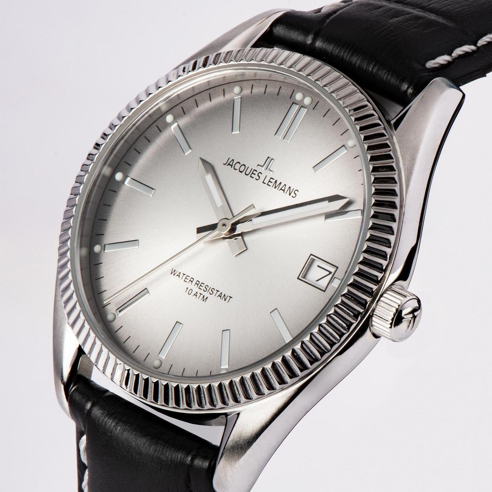 Женские часы JACQUES LEMANS Derby 34 мм, 10 ATM, дата, кожаный ремешок, коллекция 'Anniversary Collection 50 Years' 50-4, разные дизайны, фото №2