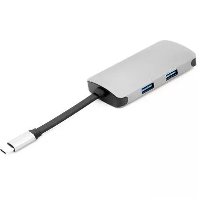 Концентратор USB-C PowerPlant CA911691 USB-C-2хUSB3.0, HDMI RJ45, фото №1