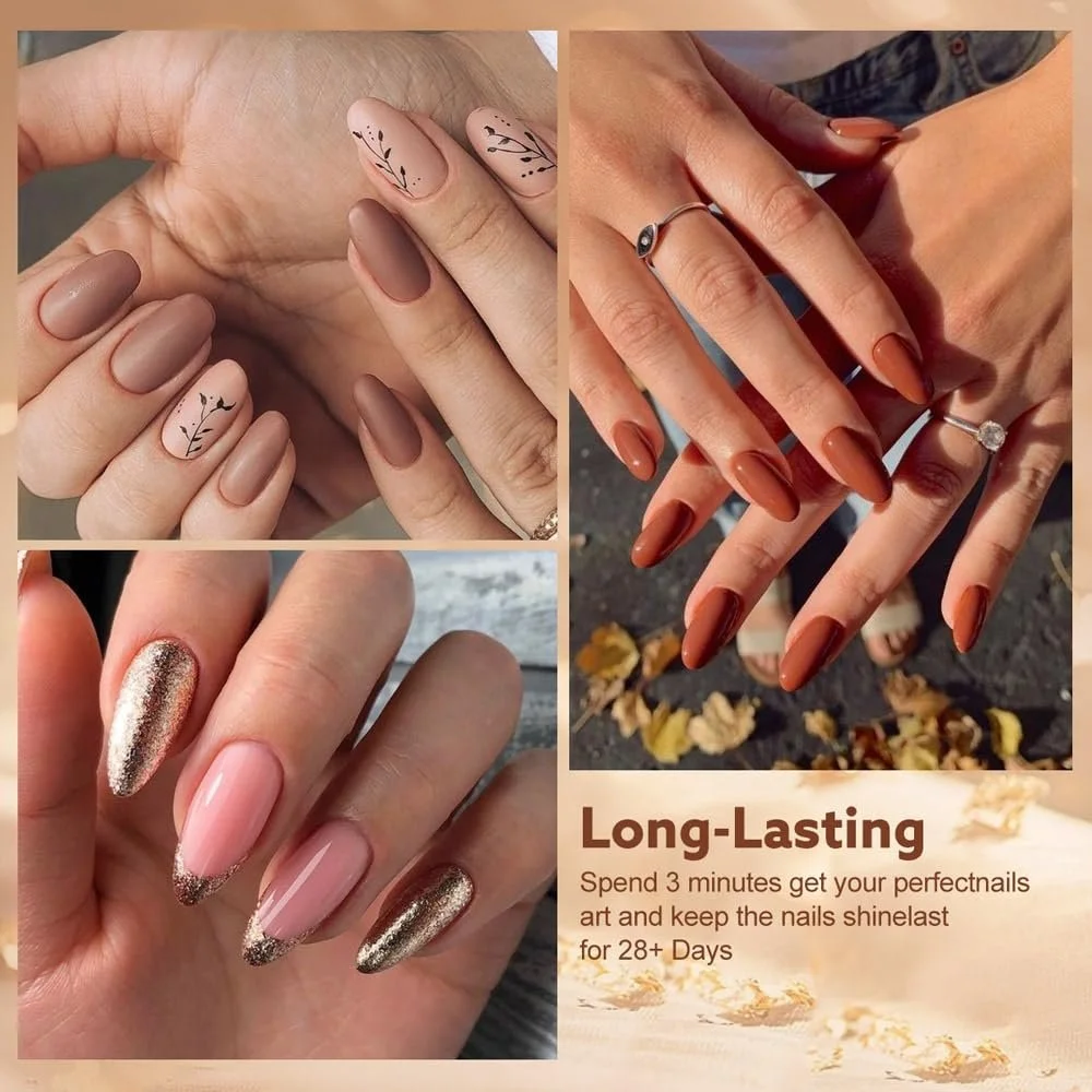 Гель-лак CANNI Набір 24 шт. Nude Brown Glitter Gold Red з таблицею кольорів, фото №5