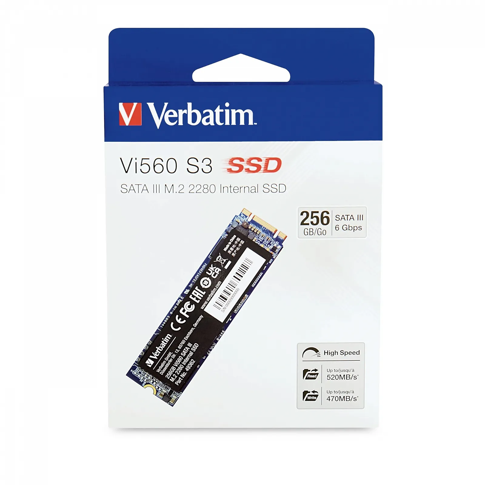 SSD-накопитель Verbatim Vi560 S3 256GB M.2 3D NAND Blue, фото №5