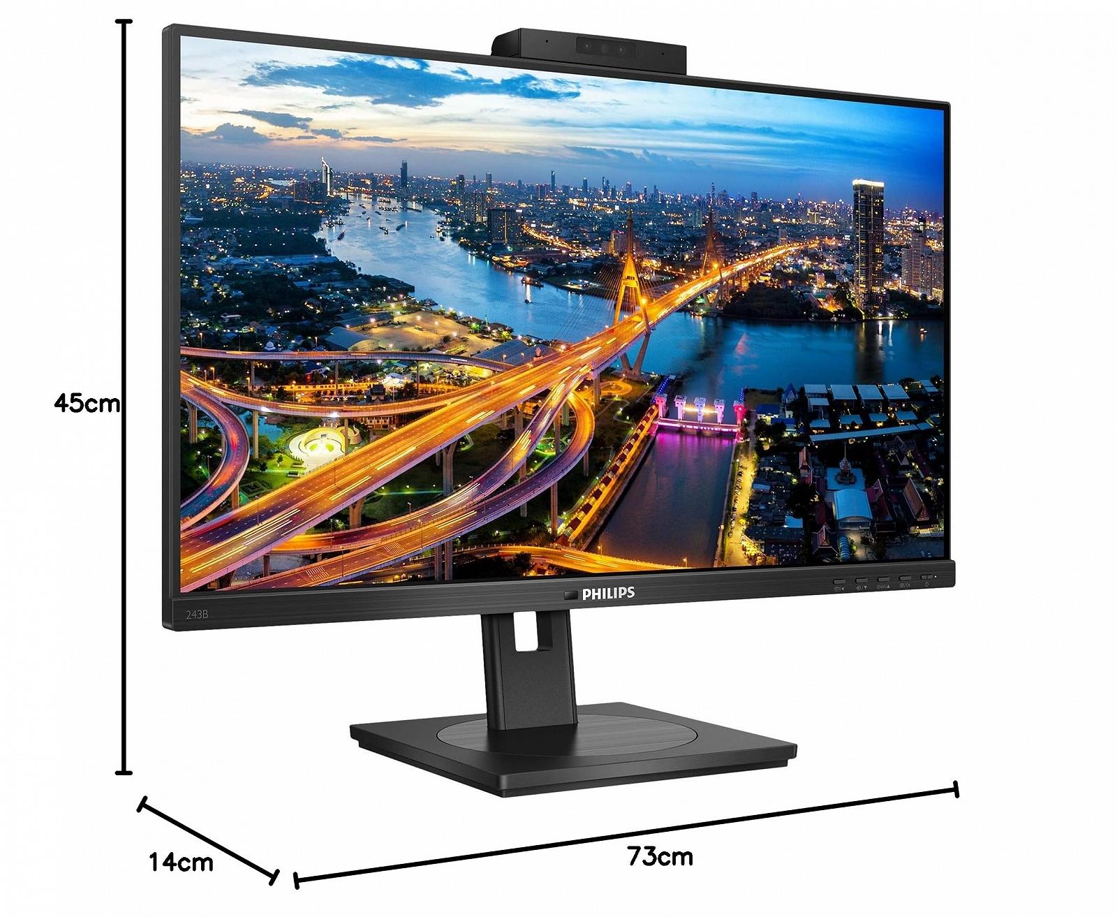 Монітор Philips 243B1JH 24 Inch FHD USB-C Docking Webcam Height-Adjustable Black, фото №6 Монітор Philips 243B1JH 24 Inch FHD USB-C Docking Webcam Height-Adjustable Black, фото №6