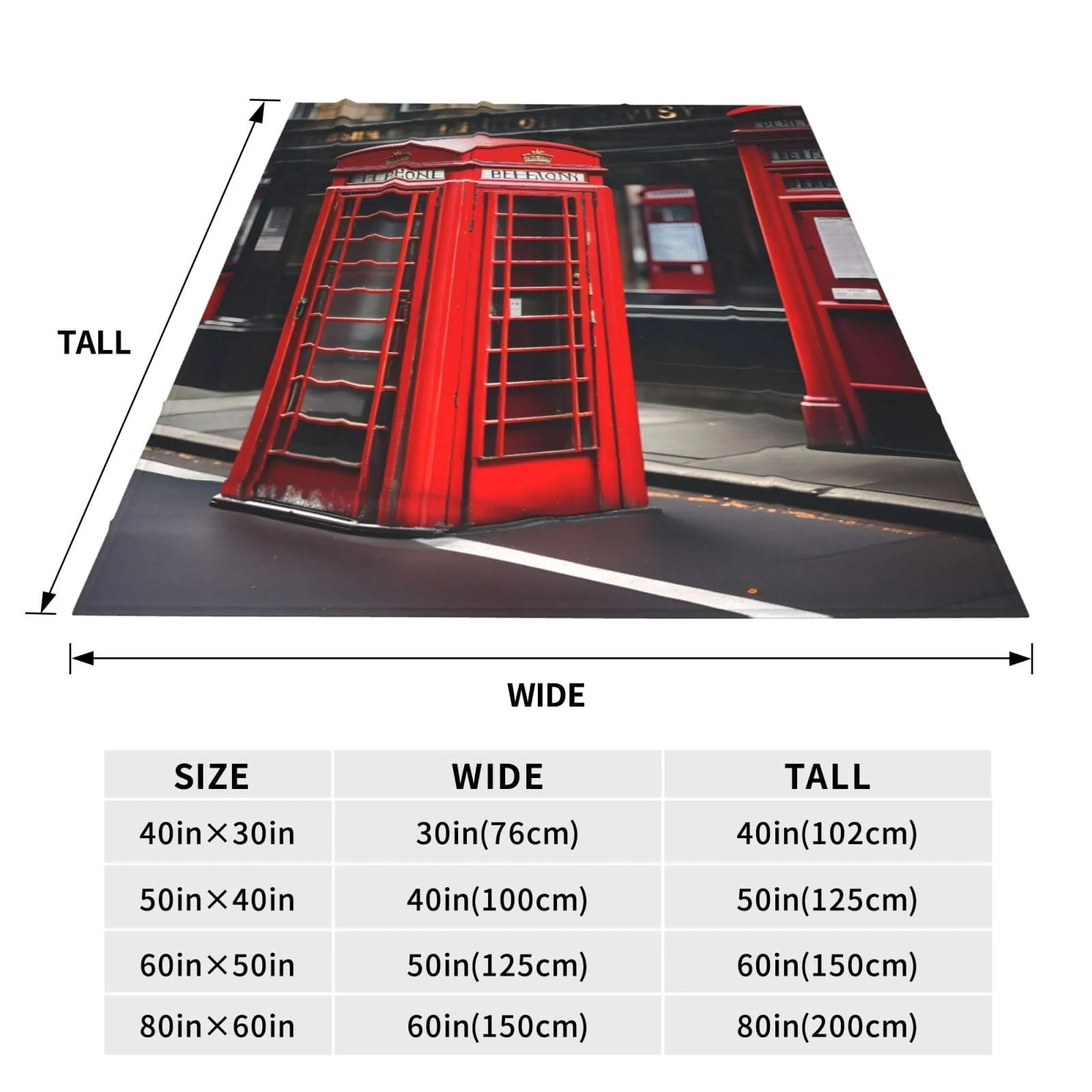 Фланелева Покривало Red Phone Booth London Street, надм'яка, зручна та тепла, фото №5