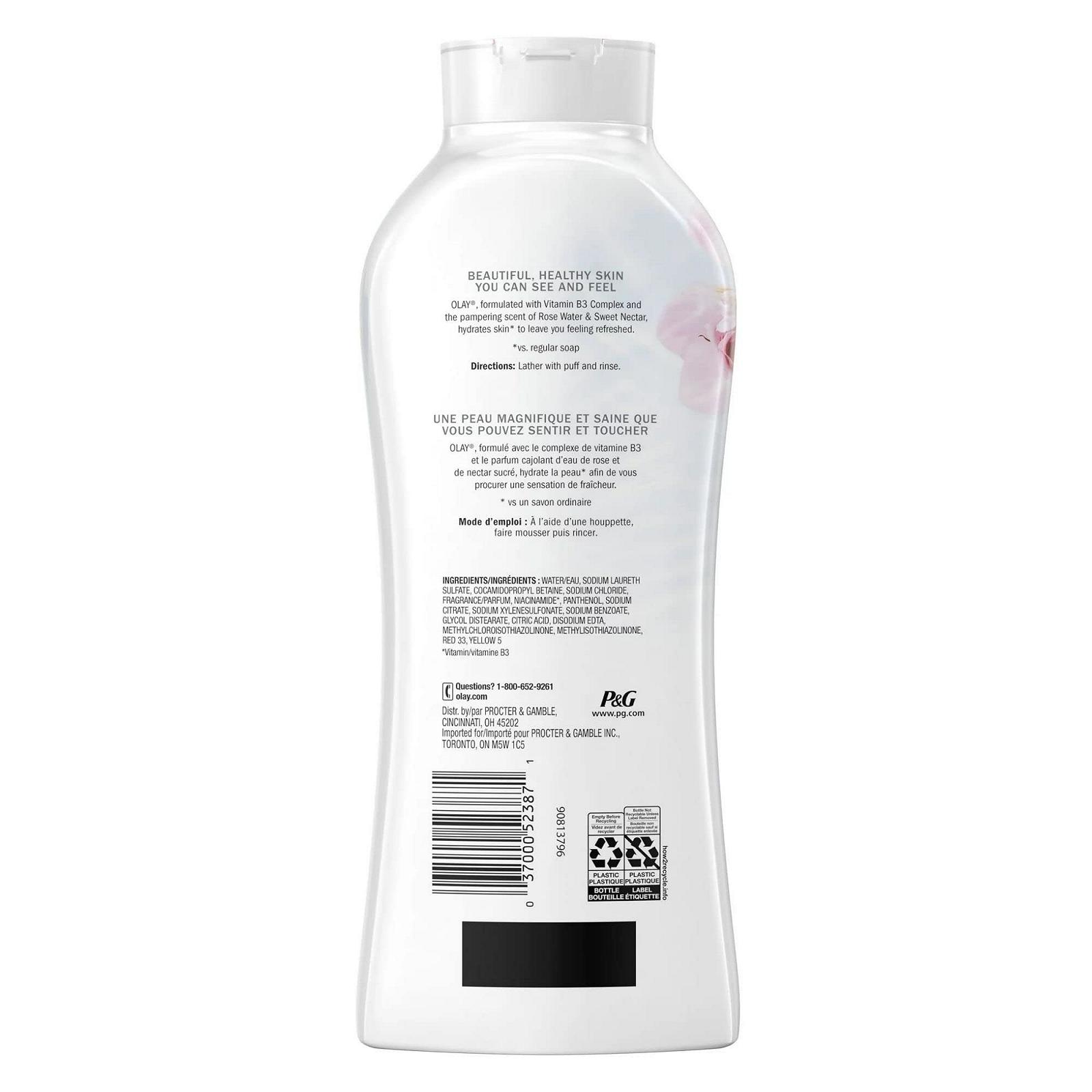 Гель для душу Olay Fresh Outlast Rose Water and Sweet Nectar з B3 650 мл (4 шт. в упаковці), фото №8