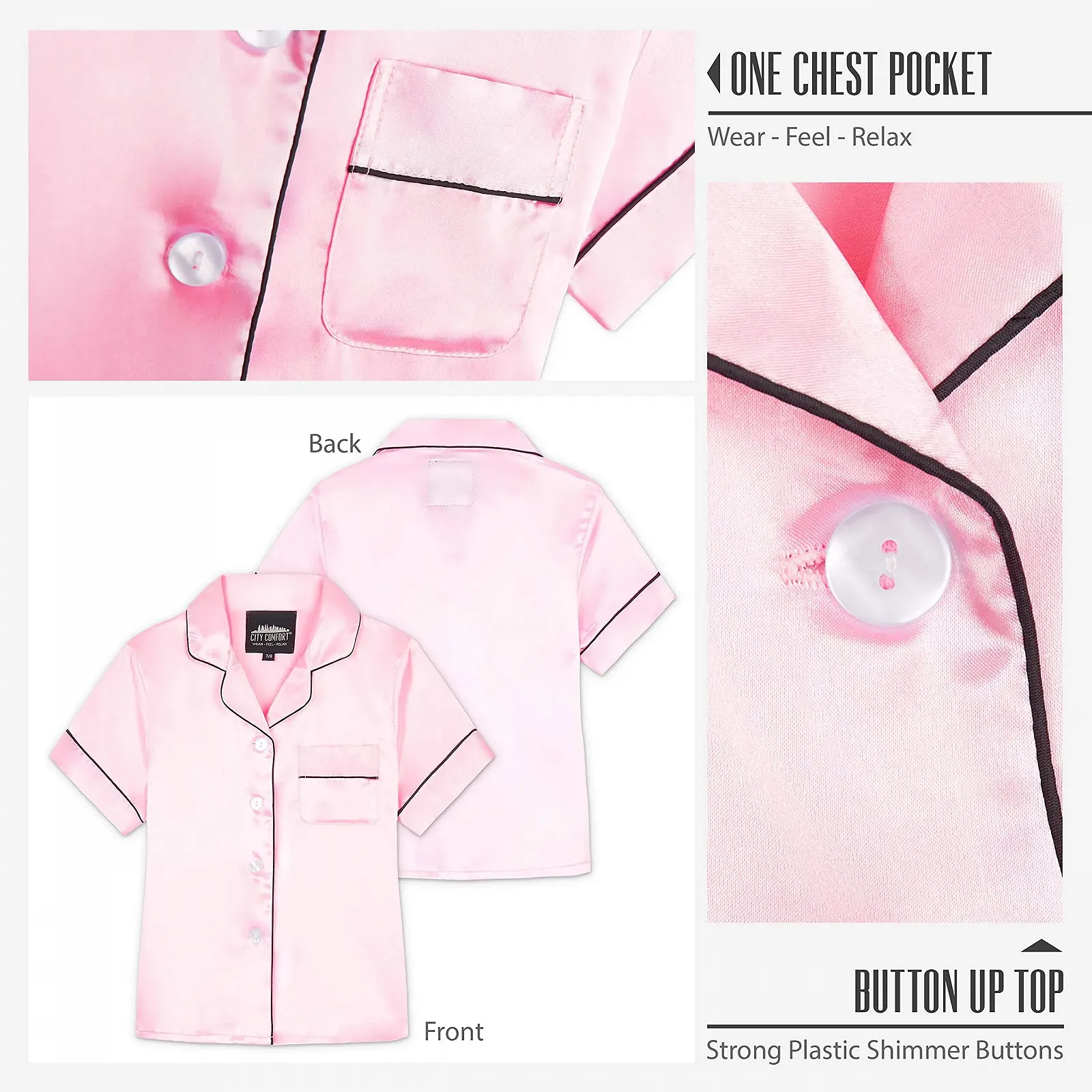 Комплект пижамы CityComfort для девочек, атласный, детский, подростковый, мягкий, дышащий, летний, с короткими рукавами, фото №6 Комплект пижамы CityComfort для девочек, атласный, детский, подростковый, мягкий, дышащий, летний, с короткими рукавами, фото №6