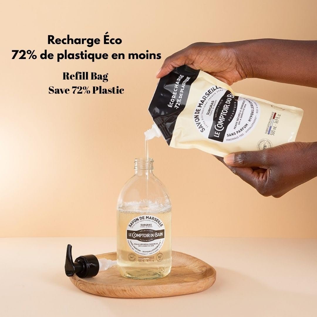 Гель гіпоалергенне Le Comptoir du Bain Marseille Eco Recharge 500 мл, фото №4