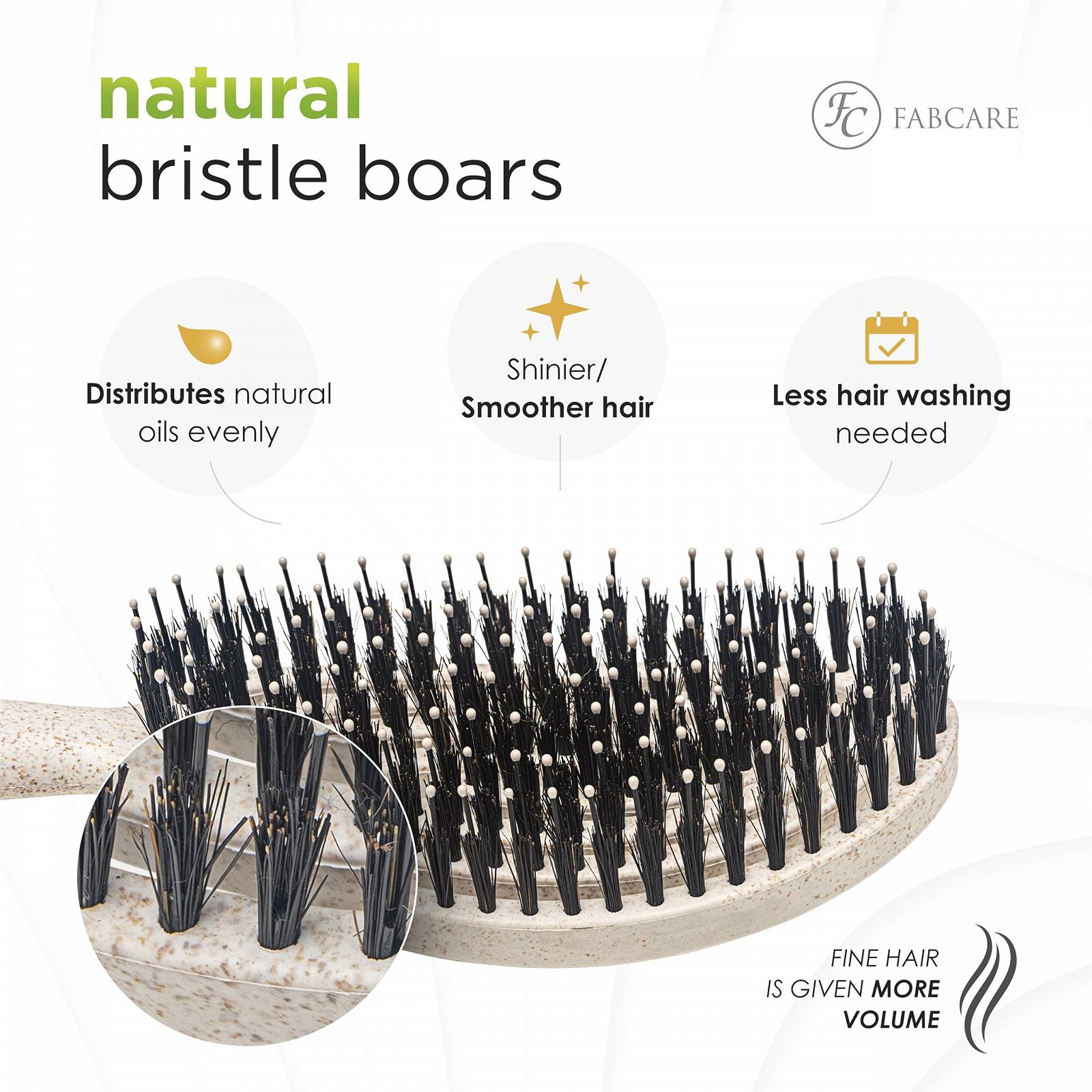 Кругла щітка FABCARE з щетиною кабана Organic Hair Brush Wild Boar Bristles для розплутування волосся, фото №3