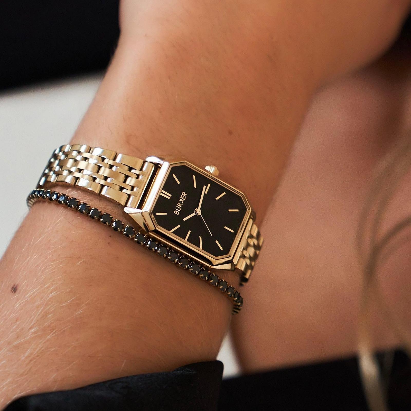 Часы Burker Watches Isabell 28мм прямоугольные, золотые, черные, фото №5 Часы Burker Watches Isabell 28мм прямоугольные, золотые, черные, фото №5