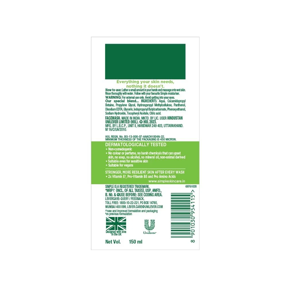 Гель для вмивання Simple Gentle Skin Refreshing для чутливої шкіри, без мила, 150 мл, фото №9