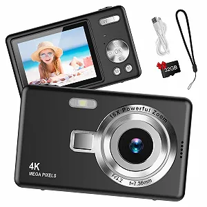 Цифрова камера 1080P FHD 44MP LCD 2.4 дюйма 16X Digital Zoom 32GB SD Dark Grey - Фото 1