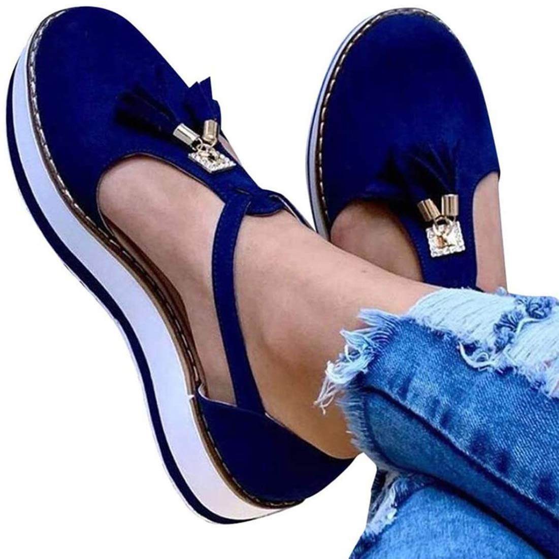 Женские сандалии CrEev Плоские Модные с кистями Удобные, фото №1