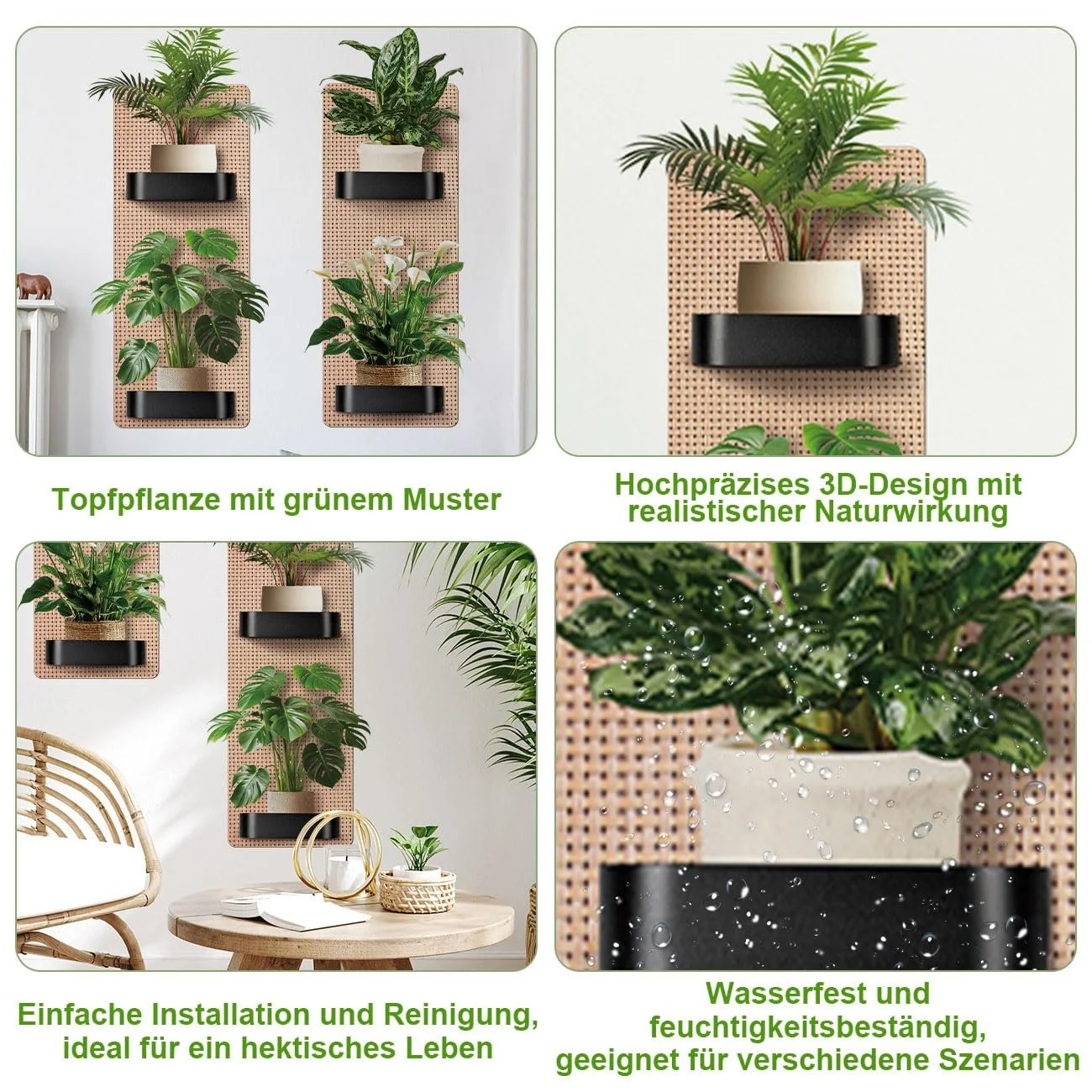 Наклейка на стіну Зелені рослини у горщиках, квіти, вази 3D 30 x 60 см 2 шт., фото №3 Наклейка на стіну Зелені рослини у горщиках, квіти, вази 3D 30 x 60 см 2 шт., фото №3