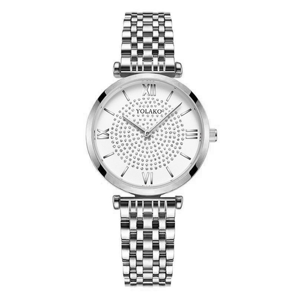 Жіночий Годинник Basfur Dress Fe-Montre-074-01 Сріблястий та Золотий Ремінець / Білий Циферблат, фото №6