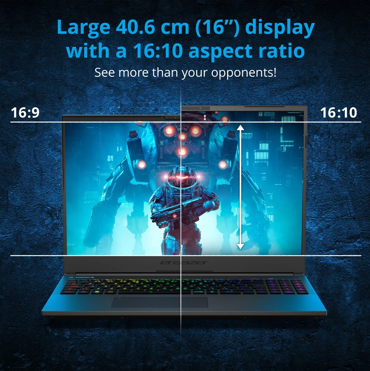 Ігровий ноутбук 16" Medion (Lenovo Group) Erazer Major X20 | Intel Core i9-13900HX | IPS (2560x1600) QHD+ | 16:10 | 240 Гц | RAM DDR5 32 ГБ | SSD NVME 1 ТБ | Nvidia GeForce RTX 4070, 8 ГБ | Механічна RGB клавіатура Win11 (3795), фото №6