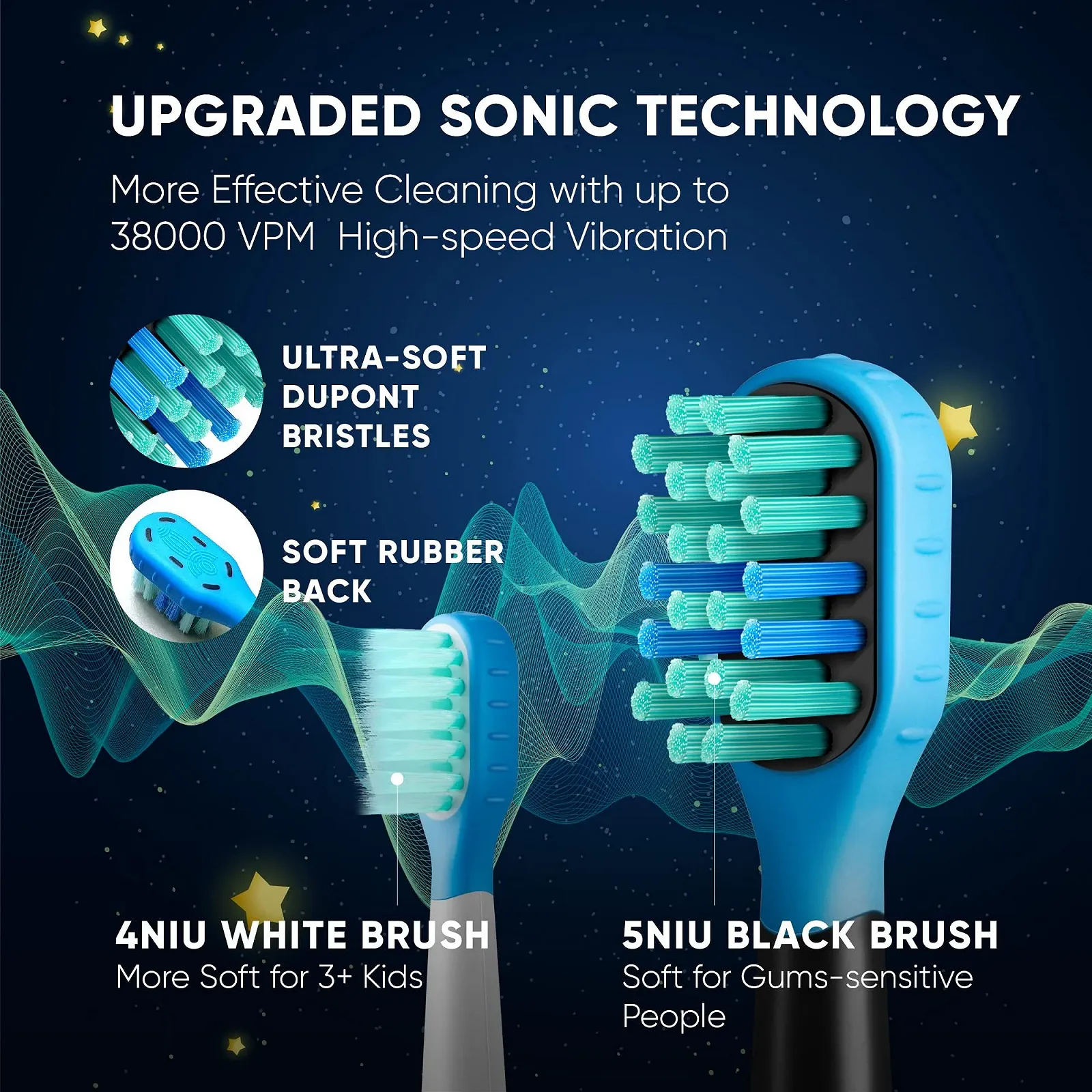 Электрическая зубная щетка Udefine 5 режимов IPX7 DuPont детская модель, фото №4