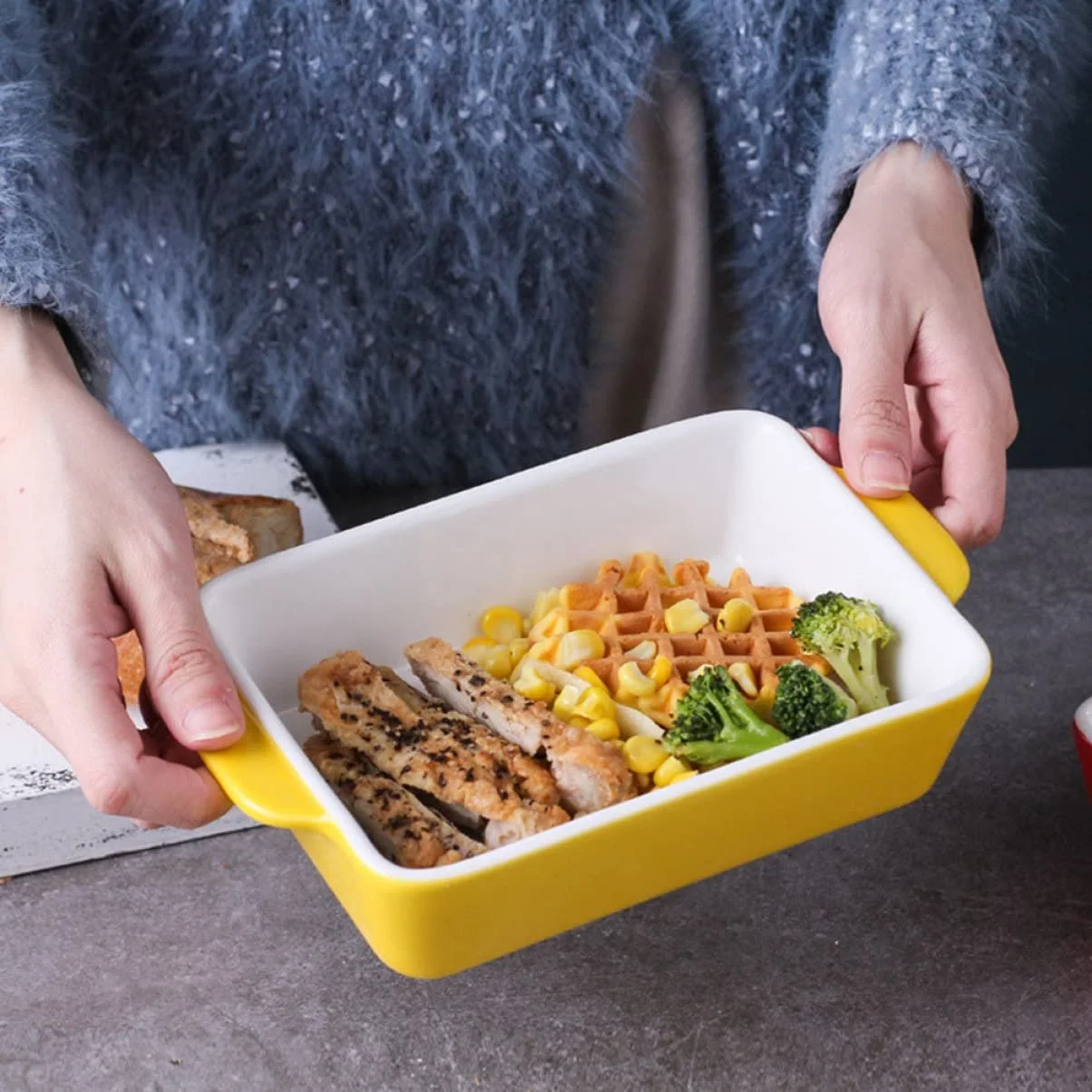 Форма для запікання Healifty Керамічна Прямокутна Жовта, фото №9 Форма для запікання Healifty Керамічна Прямокутна Жовта, фото №9
