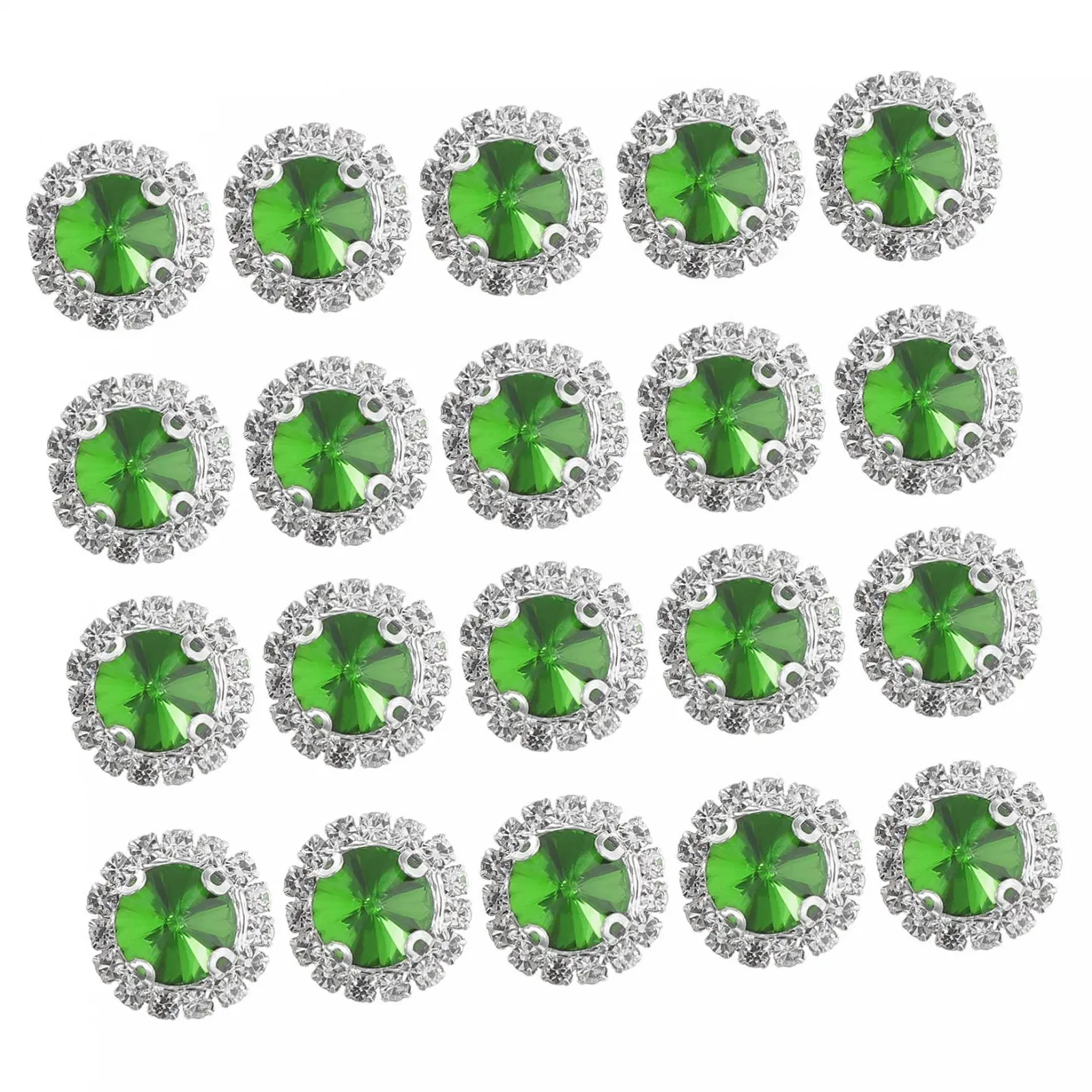 Стрази SEWACC Плоскі Зелені 20 шт. для рукоділля, штучні діаманти з плоскою задньою стороною для весільної дівич-вечірки, виготовлення ювелірних виробів, фото №1