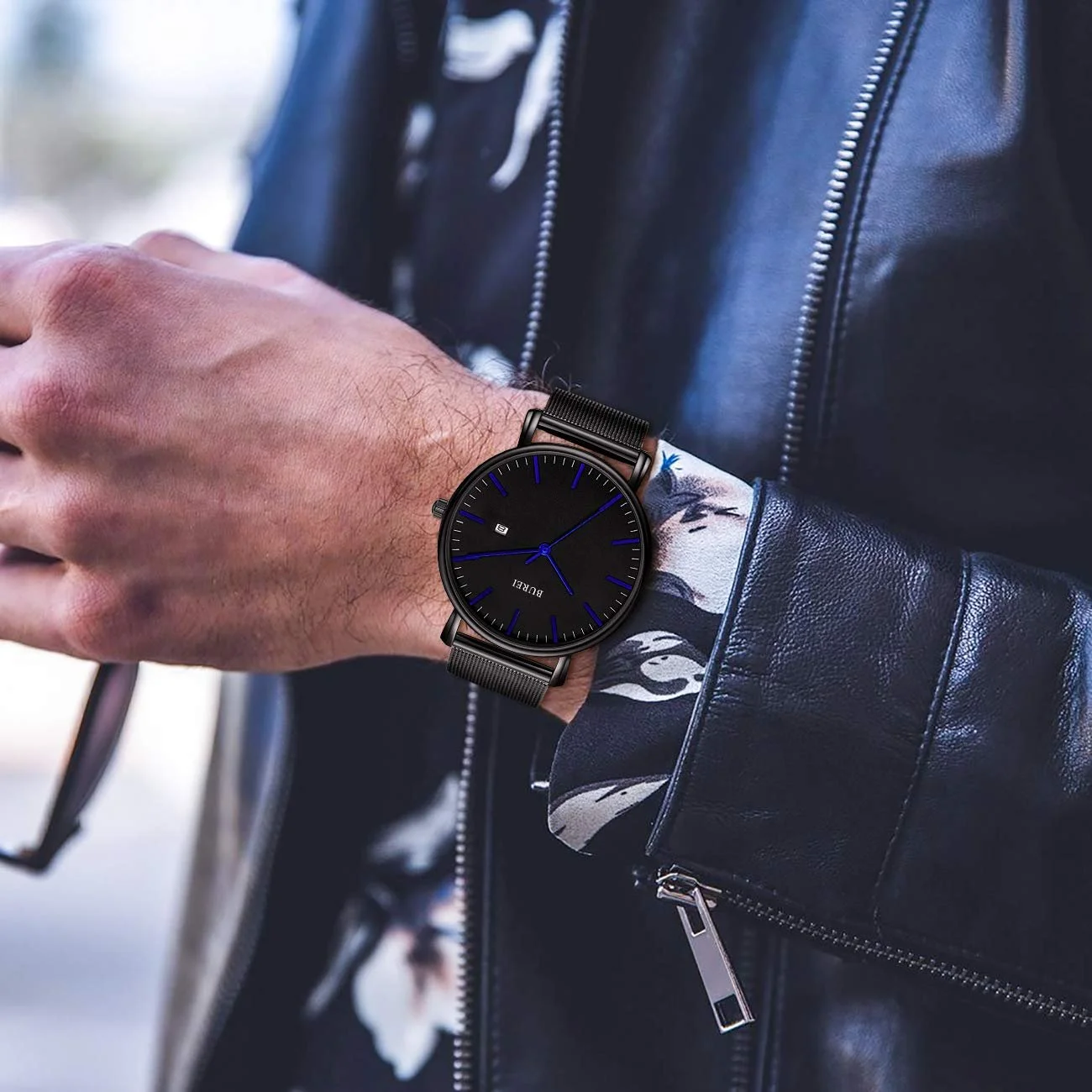 Часы мужские ультратонкие BUREI Black Analogue Date с японским кварцевым механизмом, фото №6 Часы мужские ультратонкие BUREI Black Analogue Date с японским кварцевым механизмом, фото №6