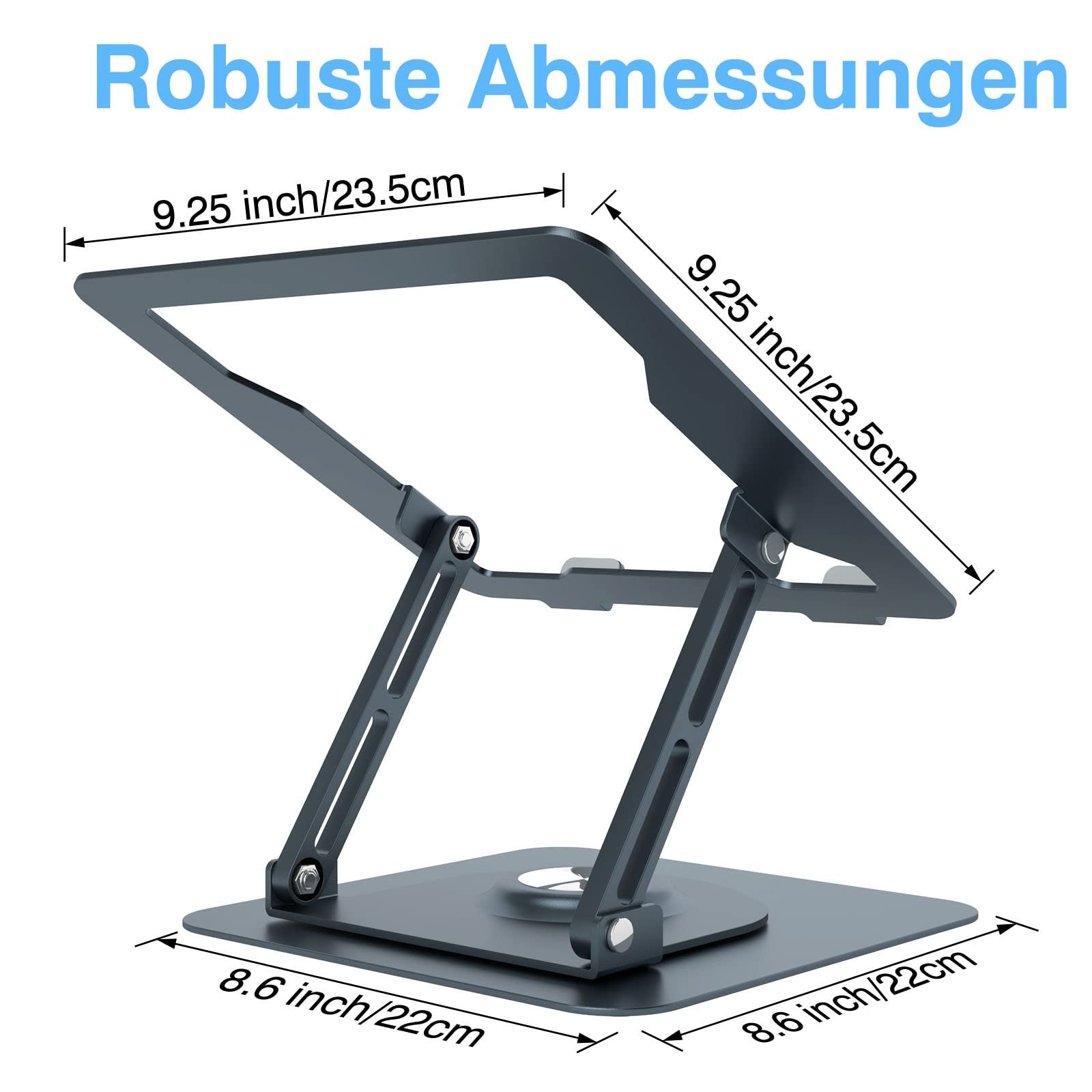 Підставка для ноутбука з круглою основою, що обертається на 360 градусів, ергономічна, вентильована, фото №8