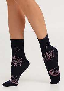 Жіночі бавовняні шкарпетки, Темно-сині synthetic.ua - Фото 1