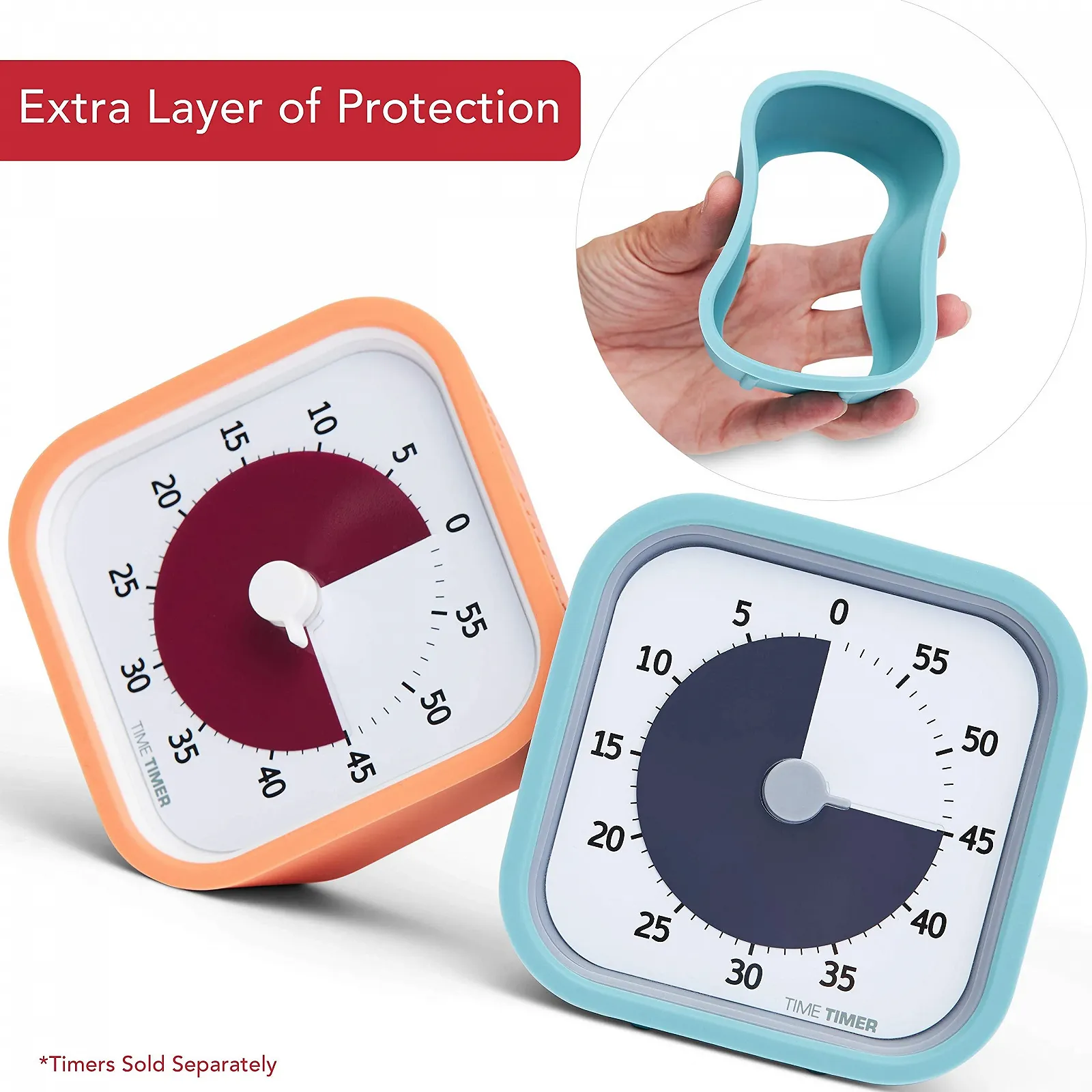 Чехол для таймера Time Timer Home MOD 60 минут, визуальный, бесшумный, набор 2 шт., оранжевый и синий, фото №3 Чехол для таймера Time Timer Home MOD 60 минут, визуальный, бесшумный, набор 2 шт., оранжевый и синий, фото №3