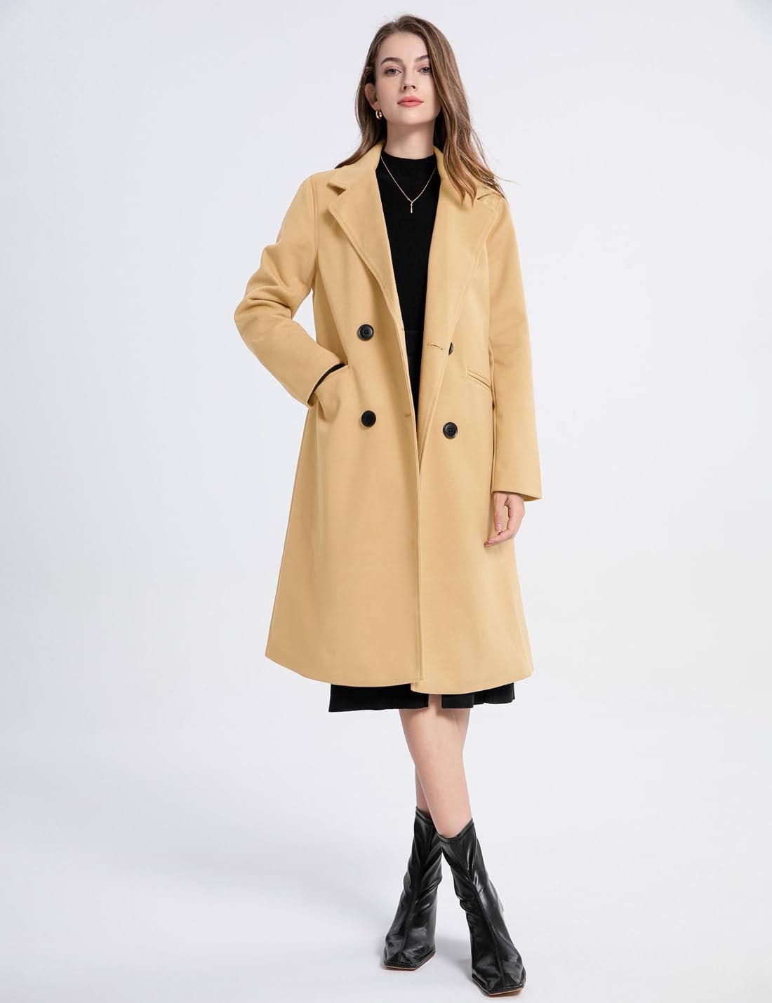 Жіноче вовняне пальто Vanchenl Двобортне Середньої Довжини, фото №6