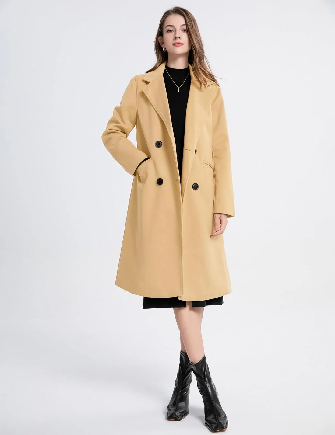 Жіноче вовняне пальто Vanchenl Двобортне Середньої Довжини, фото №6 Жіноче вовняне пальто Vanchenl Двобортне Середньої Довжини, фото №6