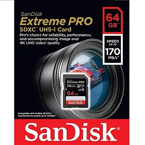 Карта памяти SDXC SanDisk Extreme PRO 64GB 170MB/s UHS-I Class 10 U3 V30 - Фото 1