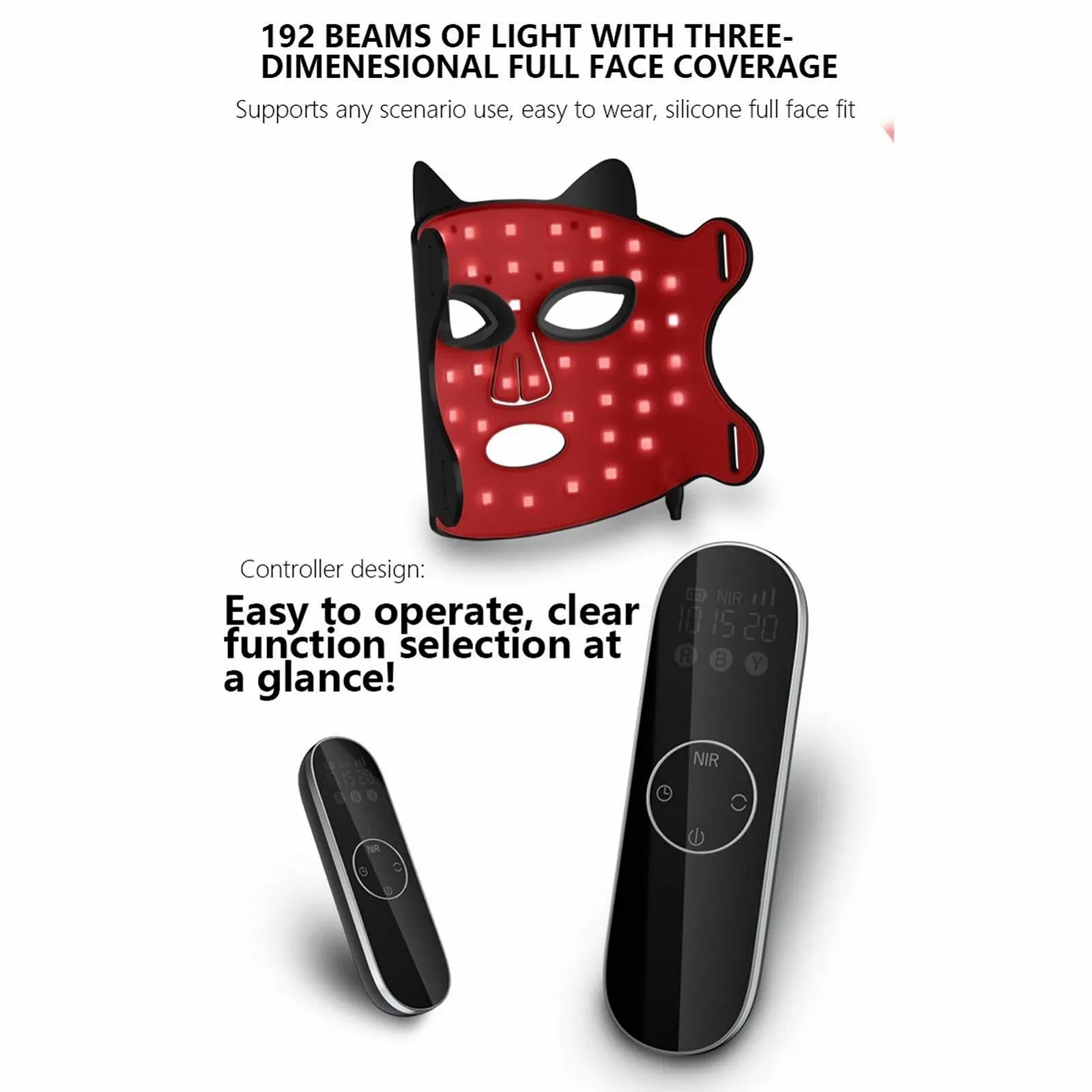 Маска для лица со светодиодной подсветкой, уход за красным светом для лица, фото №9