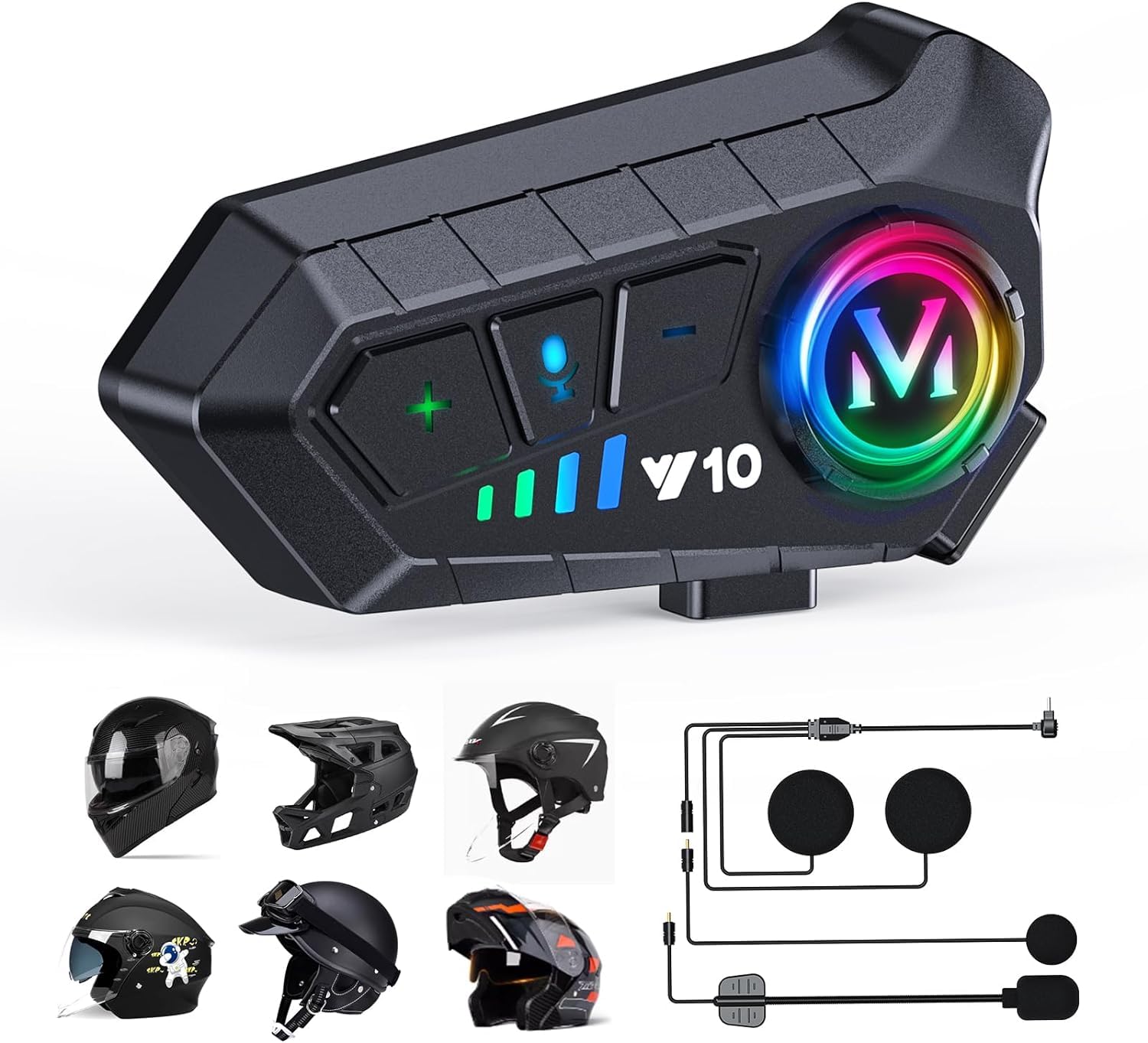 Наушники Bluetooth для мотоциклетного шлема Khptop DSP & CVC Система подавления шума Емкость батареи 1000 мАч, фото №1