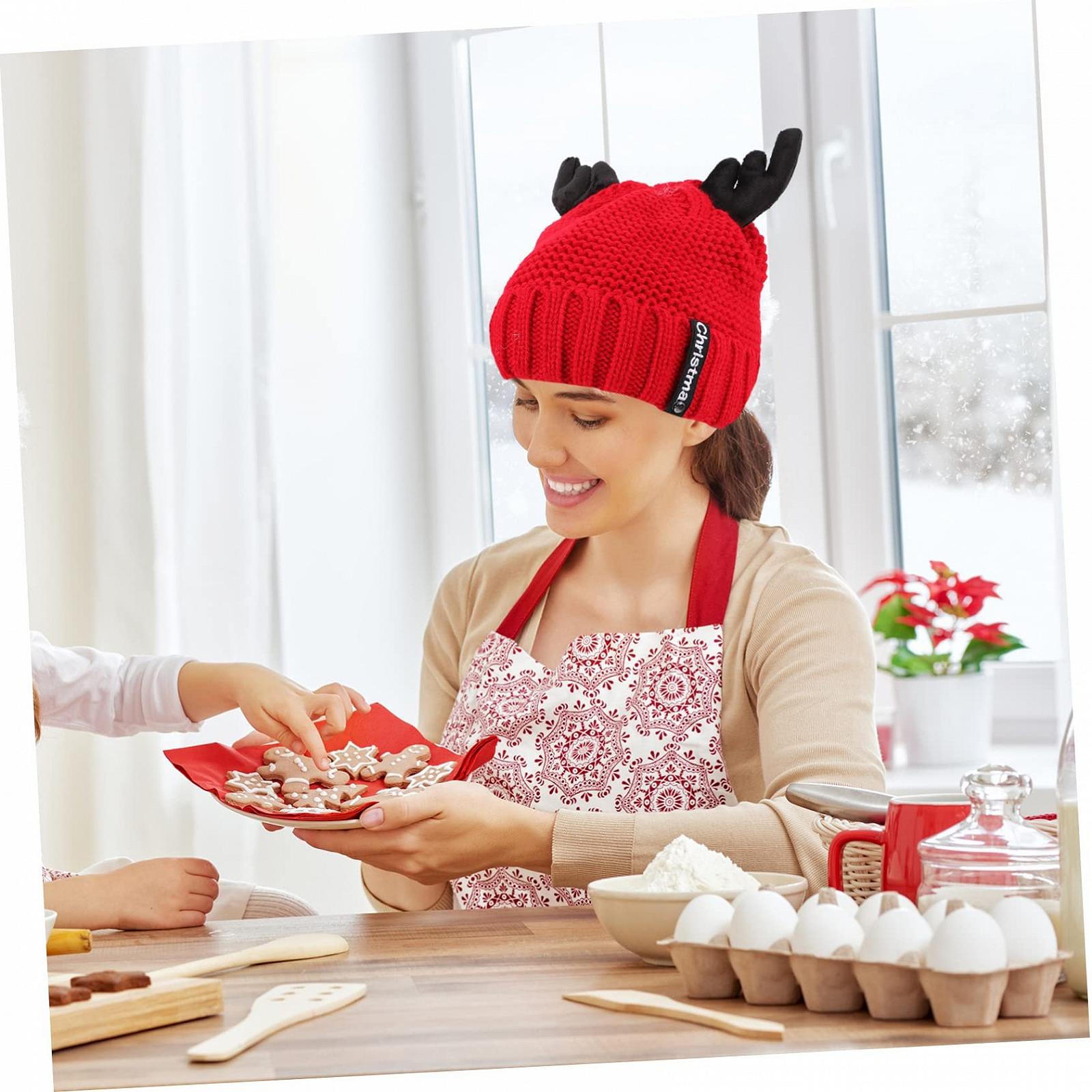 В'язана шапка LIFKOME Різдвяна Тепла вовняна пряжа Червоний, фото №6